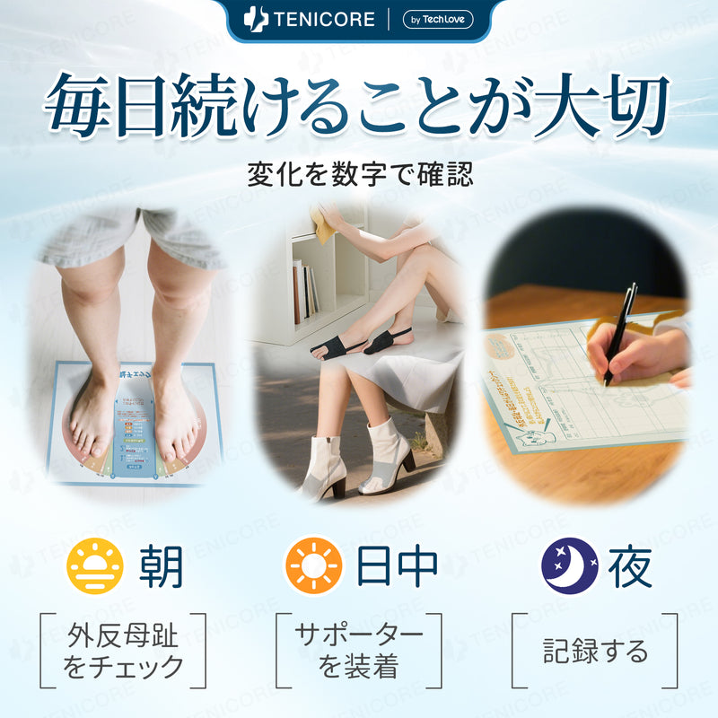 5段階で強さを調整】Tenicore 外反母趾・内反小趾サポーター 薄型調整