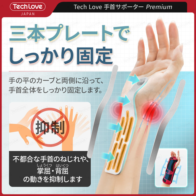 【온냉 양용・고정 플레이트】Techlove 손목 서포터 Premium(WY1)