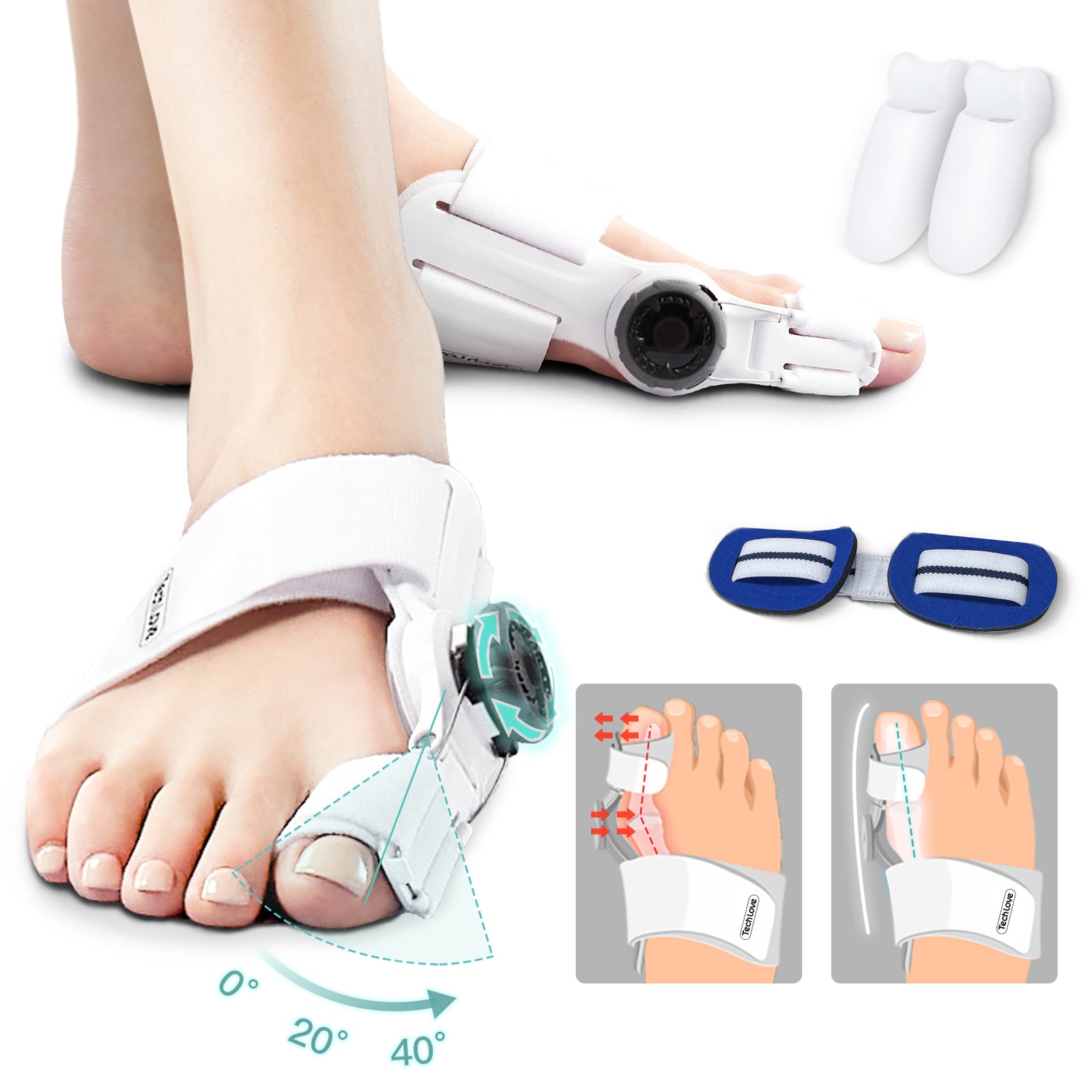 自宅用+外出用 3in1セット】Techlove 外反母趾サポーター ダイヤル式
